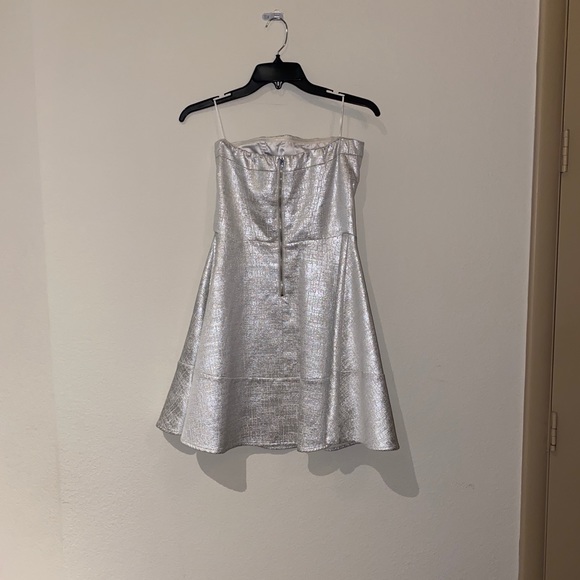 Express Strapless White/Silver Dress - Picture 4 of 8